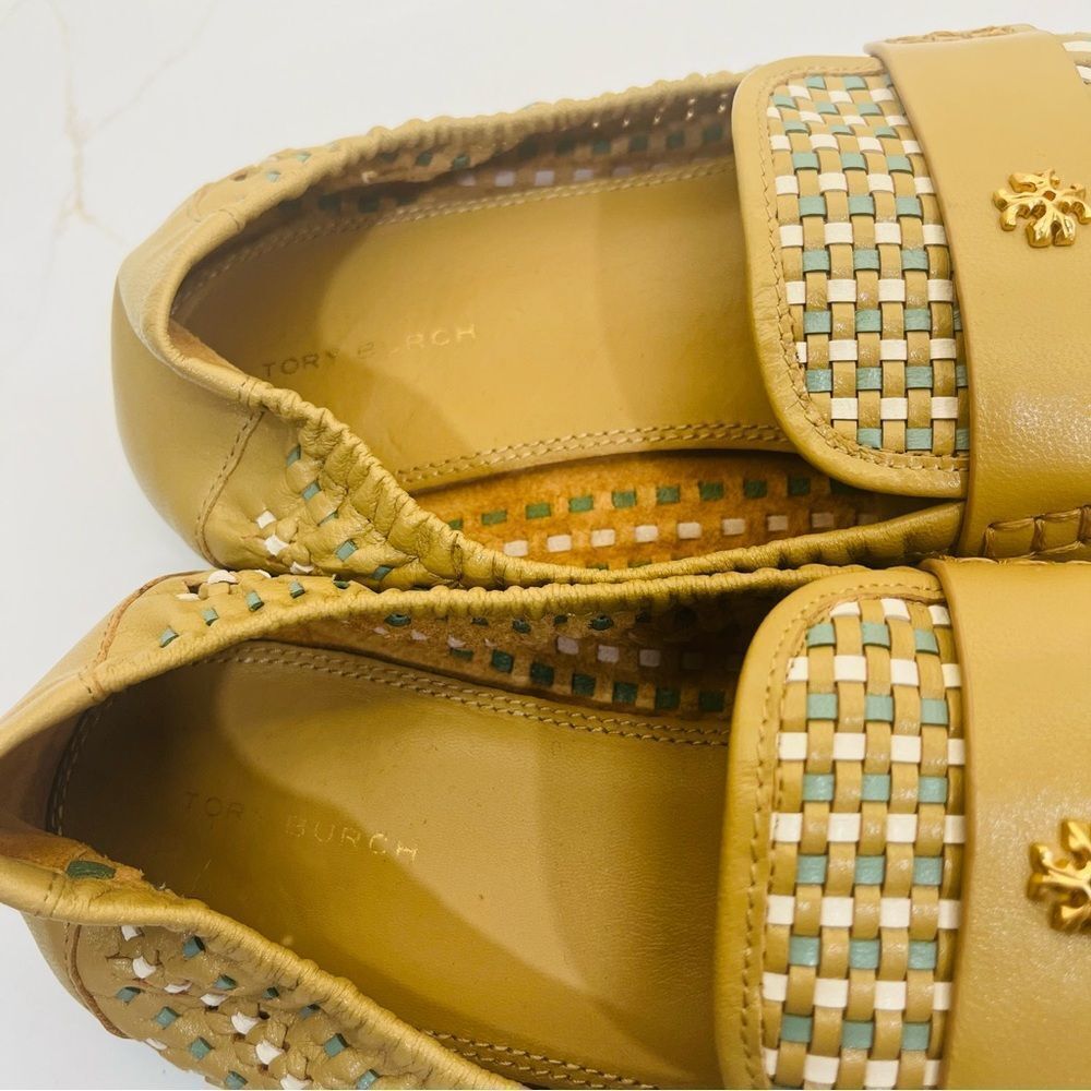 Tory Burch Tan & Teal Woven Flats - Picture 7 of 12